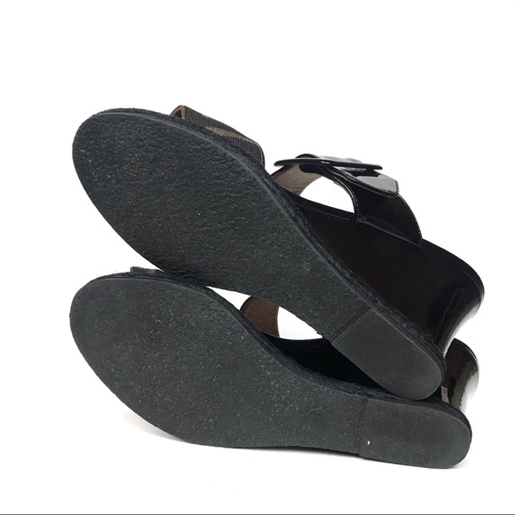 Fendi Vernis Zucca Canvas Patent Leather Wedge 38 - Picture 8 of 8